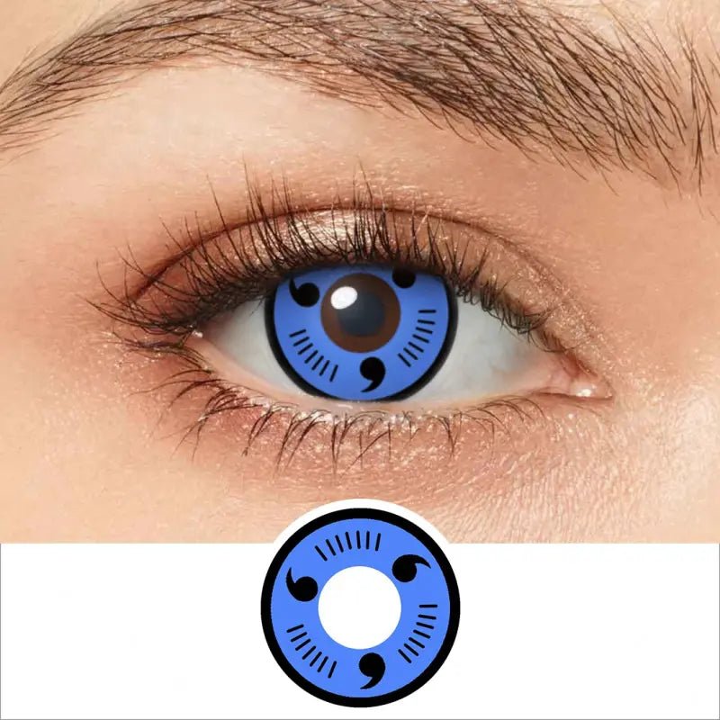 ComicPie Blue 3 Tomoe Sharingan Eye Cosplay&Halloween Colored Contact Lenses RY040 - ComicPie