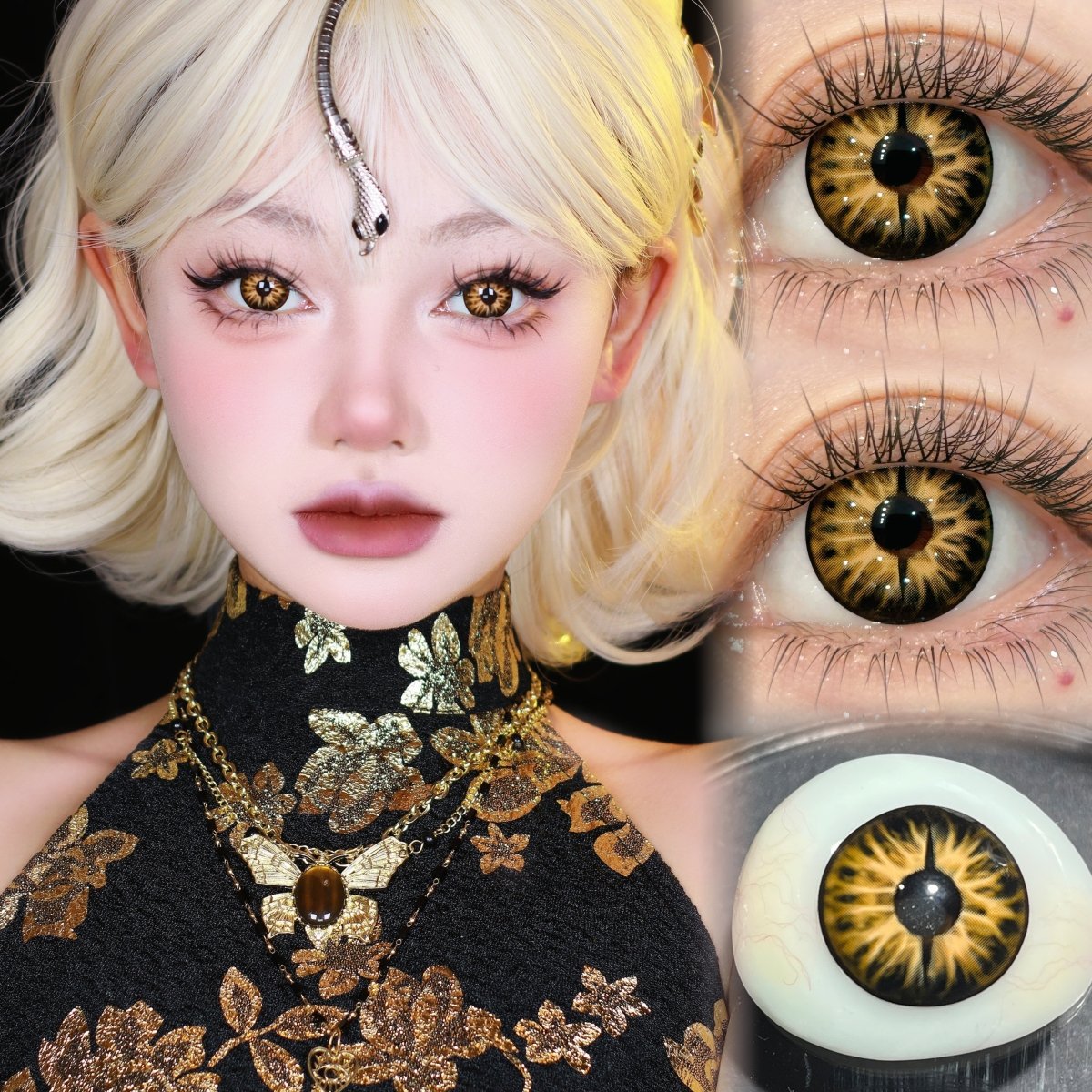 ComicPie HE596 - 1 Golden snake eyes Contact Lenses - ComicPie